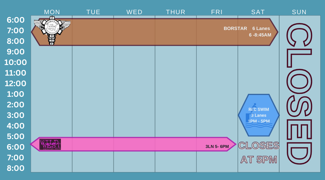 Indoor pool lap schedule March 24-30