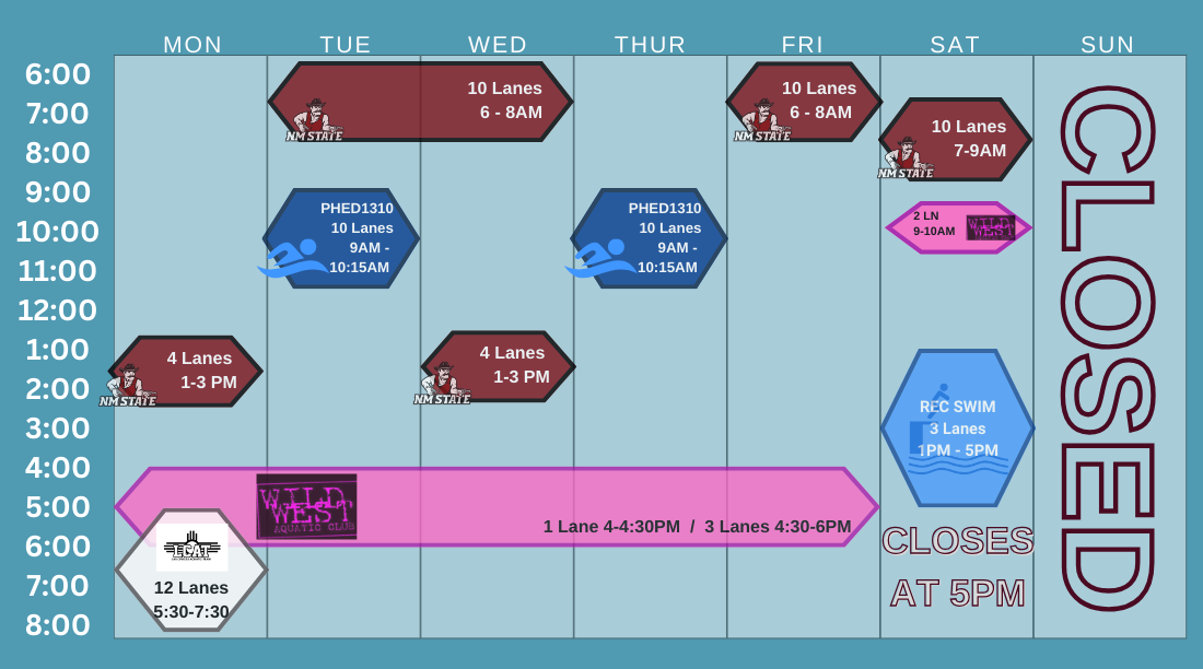 Outdoor pool lap schedule March 24-30